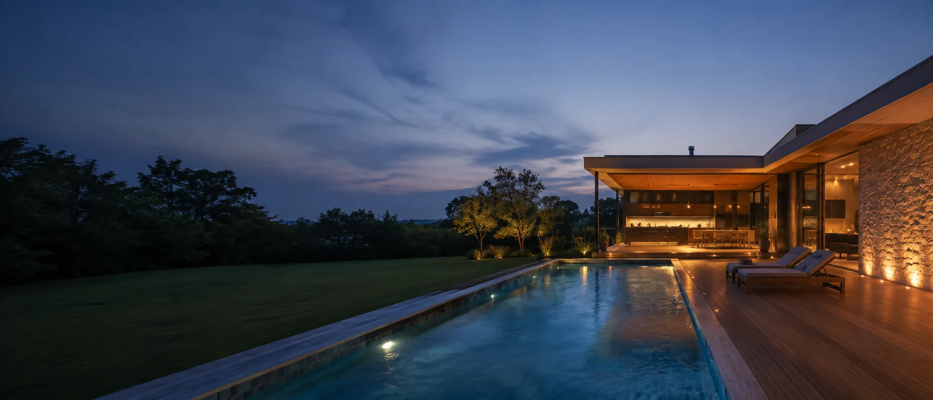Piscina Fiberlux em residência contemporânea
